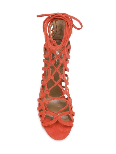 Shop Aquazzura Ankle Lace-up Stiletto Sandals