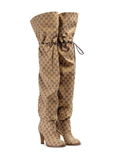 Shop Gucci Original Gg Canvas Over-the-knee Boot