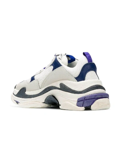 Shop Balenciaga White And Purple Triple S Sneakers