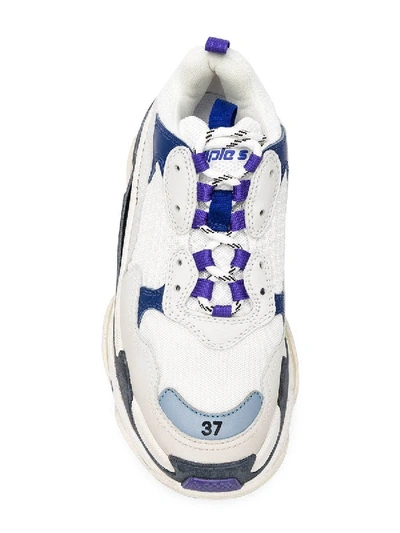 Shop Balenciaga White And Purple Triple S Sneakers