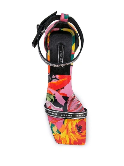 Shop Versace Floralmania Print Sandals In Multicolor