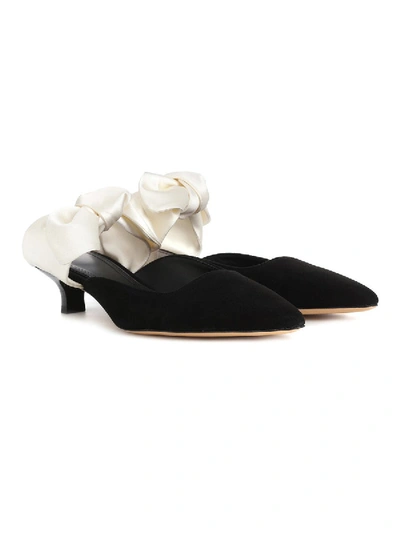 Shop The Row Coco Suede And Satin Mules