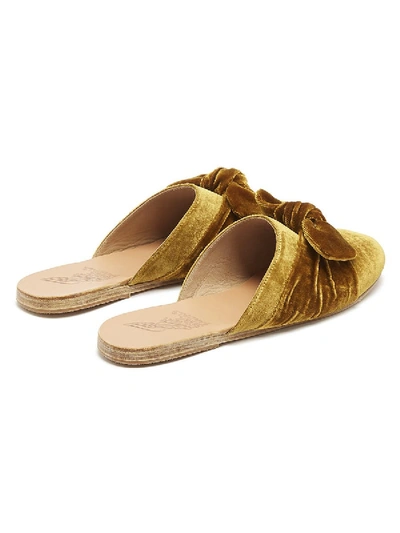 Shop Ancient Greek Sandals Pasoumi Bow Velvet Backless Flats Blue