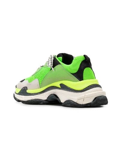 Shop Balenciaga Lime Green Triple S Sneakers