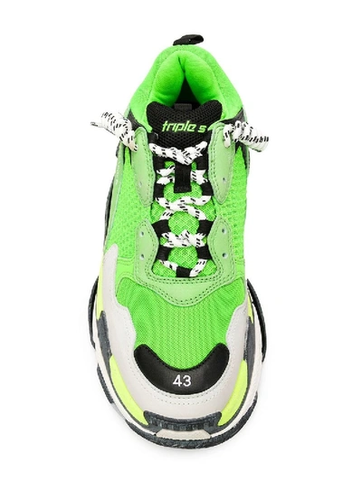 Shop Balenciaga Lime Green Triple S Sneakers