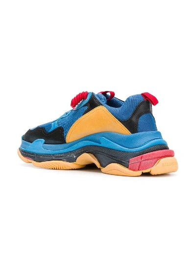 Balenciaga Men's Triple S Mesh & Leather Sneakers, Blue/orange, Blue/orange  In Blue Orange | ModeSens