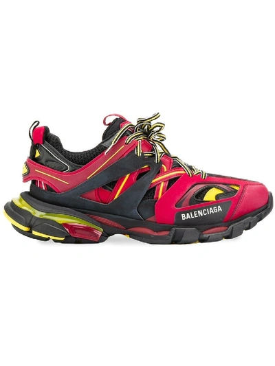 Shop Balenciaga Red And Black Track Sneakers