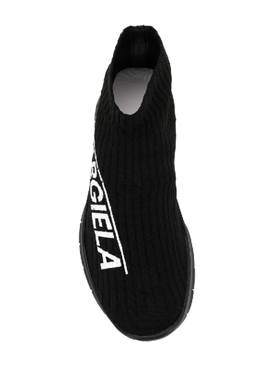 Shop Maison Margiela Logo Sock Sneakers In Black