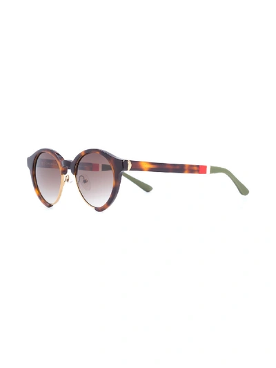Shop Linda Farrow Orlebar Brown X  Round Frame Tortoiseshell Sunglasses