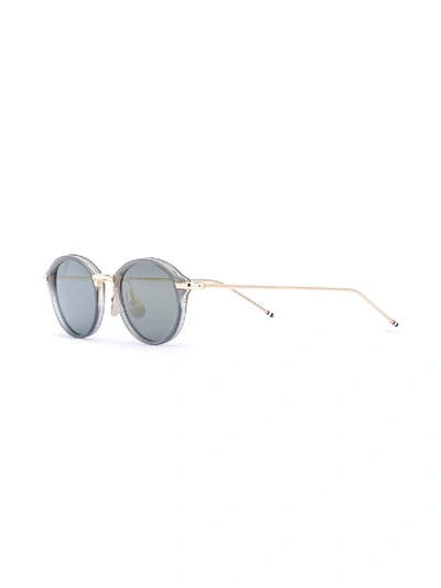 Shop Thom Browne Round Frame Sunglasses In Grey