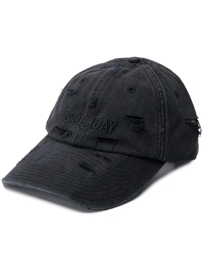 Shop Vetements X Reebok Saturday Distressed Cap In Black