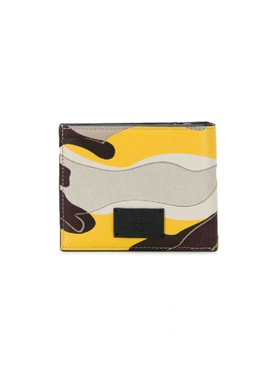 Shop Valentino Yellow Camouflage Leather Wallet