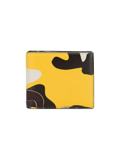 Shop Valentino Yellow Camouflage Leather Wallet