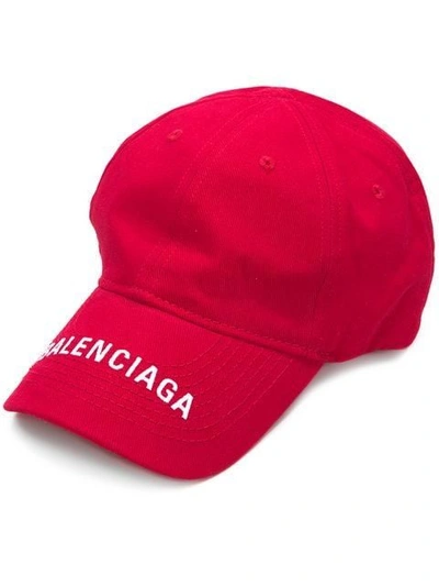 Shop Balenciaga Logo Embroidered Baseball Cap White