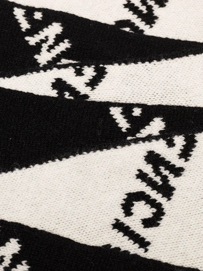 Shop Balenciaga Logo Intarsia Wool Blend Scarf