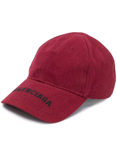 Shop Balenciaga Logo Cap Red