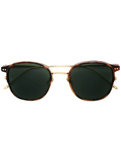 Shop Linda Farrow Tortoise Shell Round Sunglasses In Brown