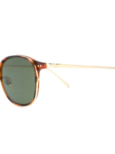 Shop Linda Farrow Tortoise Shell Round Sunglasses In Brown