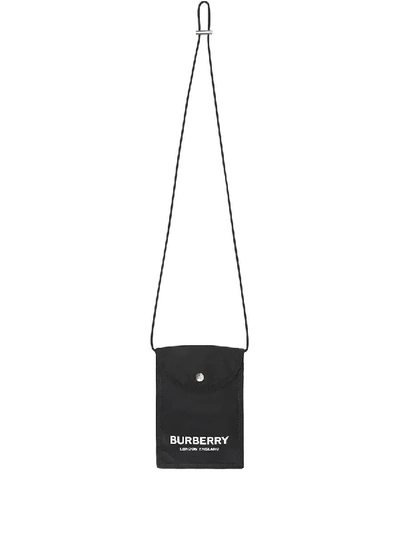 Shop Burberry Logo Print Nylon Phone Case Lanyard