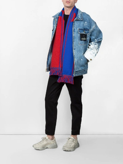 Shop The Elder Statesman X Nba Frayed Hem Scarf In Blue