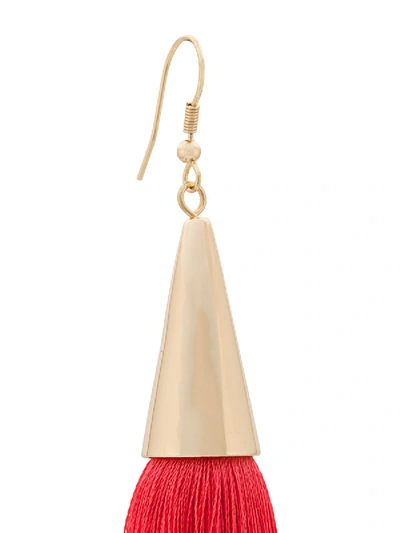 Shop Eddie Borgo Long Silk Tassel Earrings In Red