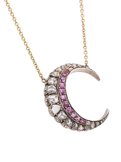 Shop Toni + Chloe Goutal Ruby And Diamond Crescent Necklace