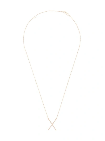 Shop Eva Fehren Large 18 Kt Rose Gold X Necklace