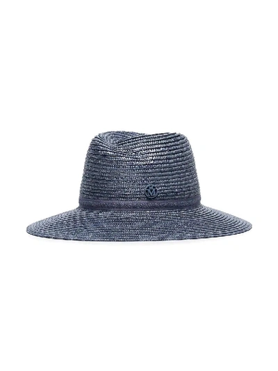 Shop Maison Michel Blue Straw Weave Hat