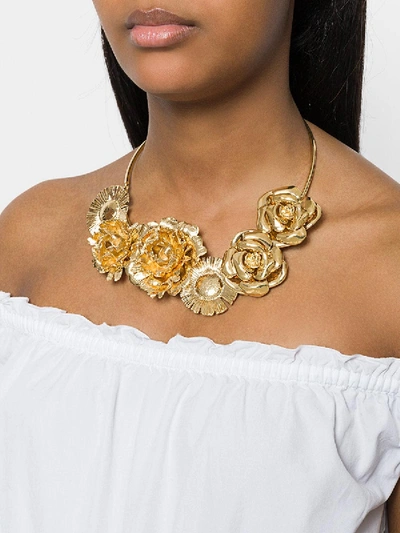Shop Aurelie Bidermann Selena Statement Flower Necklace In Gold