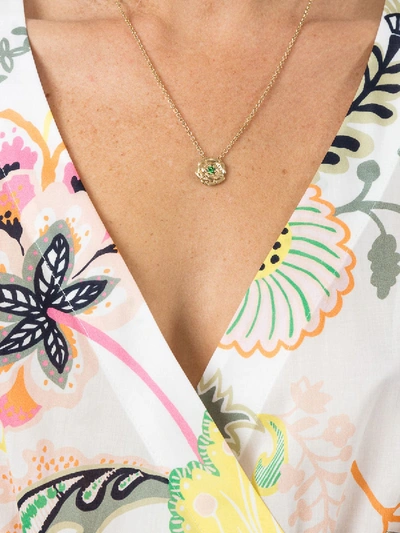 Shop Aurelie Bidermann Rose Pendant Necklace In Green