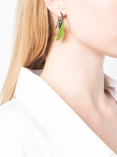 Shop Noor Fares Jade Fly Me To The Moon Earrings Green