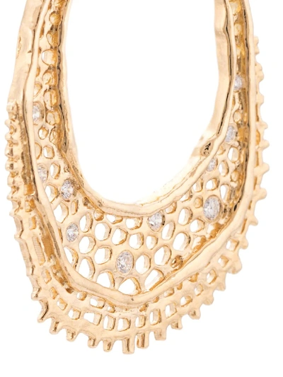 Shop Aurelie Bidermann 18kt Yellow Gold & Diamond Lace Earrings