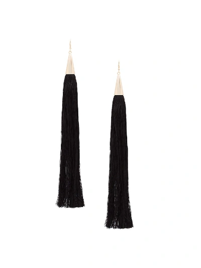 Shop Eddie Borgo Long Silk Tassel Earrings In Black