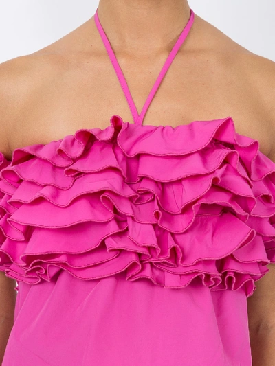 Shop Rosie Assoulin Halterneck Ruffle Top Pink