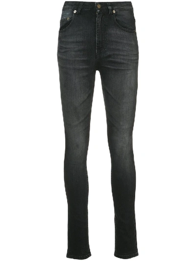 Shop Saint Laurent High Waisted Skinny Jeans In Grey