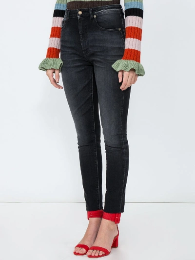 Shop Saint Laurent High Waisted Skinny Jeans In Grey