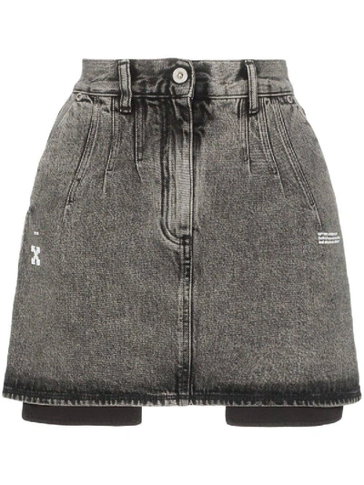 Shop Off-white High-waisted Acid Wash Denim Skirt