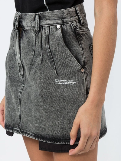 Shop Off-white High-waisted Acid Wash Denim Skirt