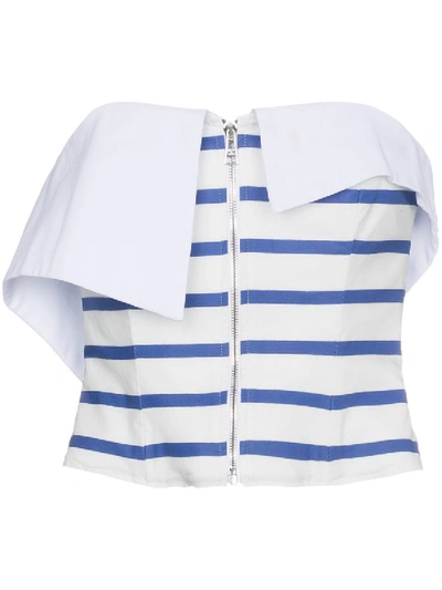 Shop Natasha Zinko Strapless Stripe Zip Top In White