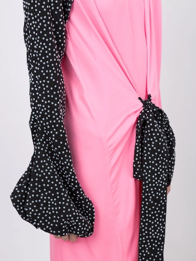 Shop Jw Anderson Polka Dot Print Balloon Sleeve Silk Dress