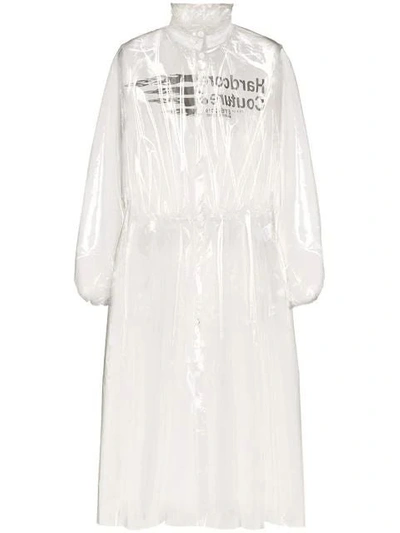 Shop Marine Serre Logo-print Hooded Pvc Raincoat In Clear