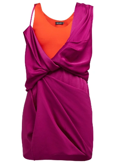 Shop Atlein Hybrid Draped Dress In Purple