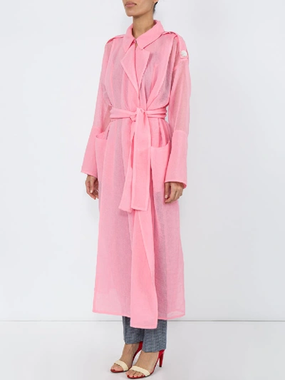 Shop Maison Rabih Kayrouz Pink Belted Trench Coat