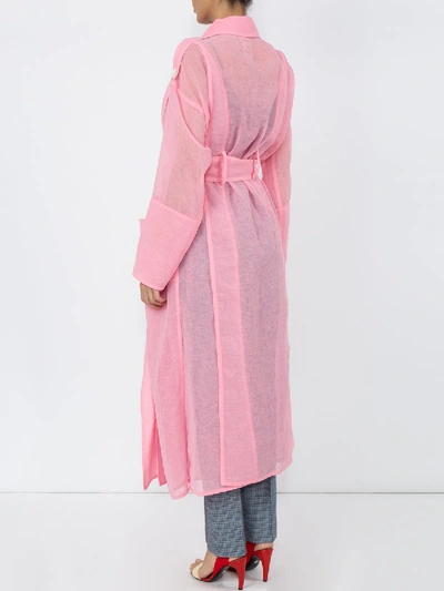 Shop Maison Rabih Kayrouz Pink Belted Trench Coat
