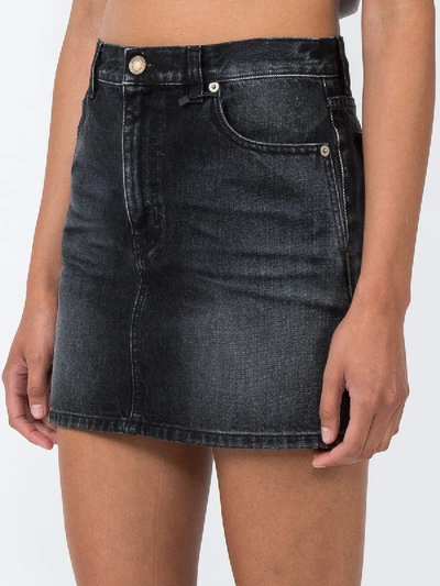 Shop Saint Laurent Faded Denim Mini Skirt