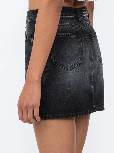 Shop Saint Laurent Faded Denim Mini Skirt