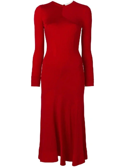 Shop Eyefunny Long Sleeve Full Circle Dress In Red