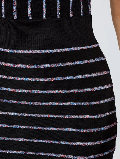 Shop Balmain Contrasting Embroidered Stripes Dress