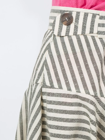 Shop Loewe Striped Skater Skirt In Grey