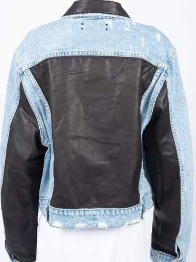 Shop Amiri Leather Panel Trucker Jacket